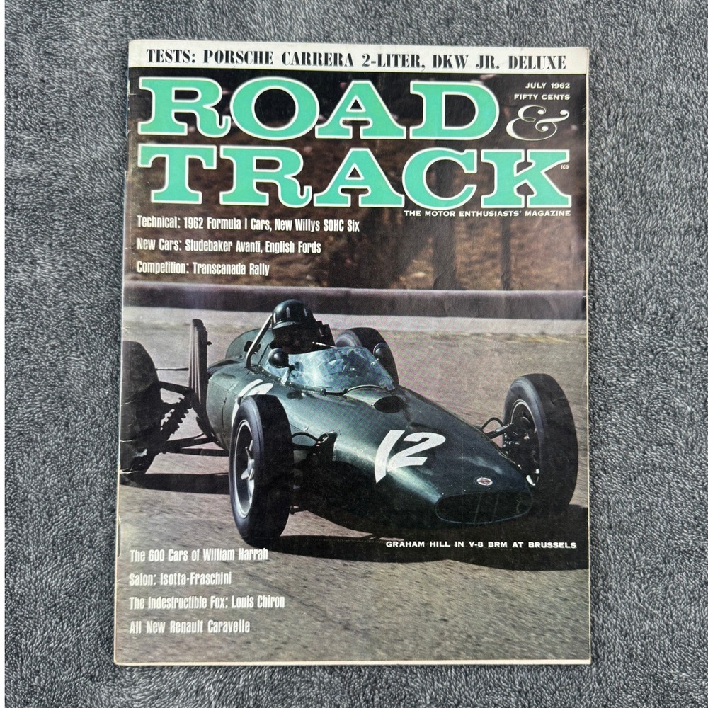 Road & Track Magazine July 62 Graham Hill BRM Porsche Carrera Studebaker Avanti